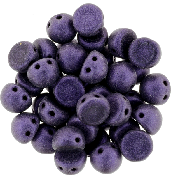 2-Hole Cabochon Beads PURPLE METALLIC SUEDE