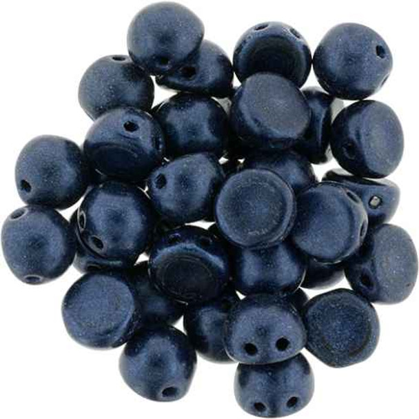 2-Hole Cabochon Beads DK. BLUE METALLIC SUEDE