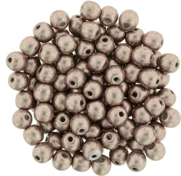 6mm Round Druk Beads PALE DOGWOOD SATURATED METALLIC