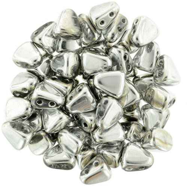 2-Hole NIB-BIT Czech Glass Beads 6x5mm SILVER