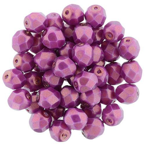 4mm Firepolish Beads ROSE MADDER ETHEREAL HALO