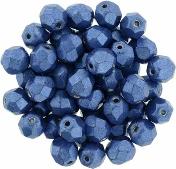 Round 6mm Firepolish Beads NAVY PEONY SATURATED METALLIC