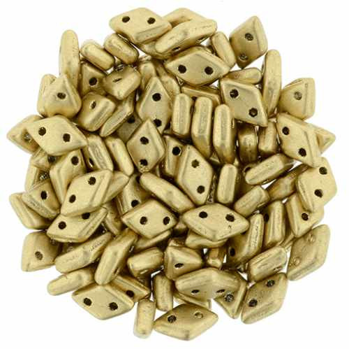 2-Hole Diamond Beads 4x6.5mm CzechMates FLAX METALLIC MATTE