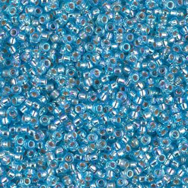 SIZE-11 #1018 AQUA AB SILVER LINED Miyuki Round Seed Beads