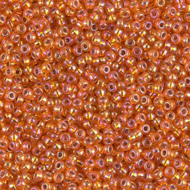 SIZE-15 #1008 ORANGE AB SILVER LINED Miyuki Round Seed Beads