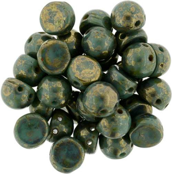 2-Hole Cabochon Persian Turquoise Bronze Picasso