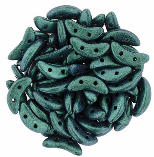 2-Hole Crescent Beads TURQUOISE SATIN METALLIC