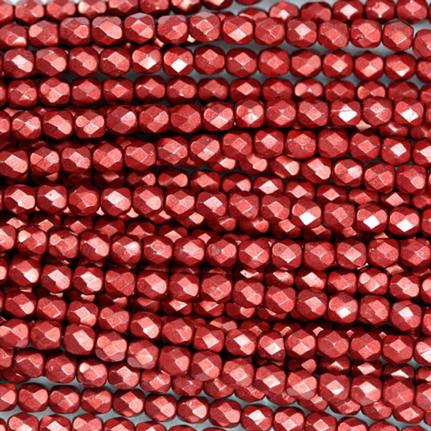 Round 6mm Firepolish Beads SATURATED METALLIC CHERRY TOMATO