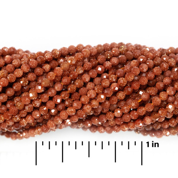 GOLDSTONE 2mm High Grade Faceted Gemstone Beads Strand