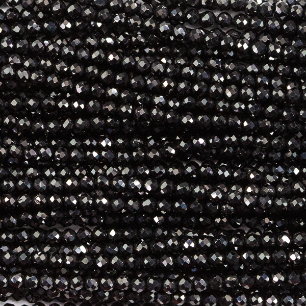BLACK SPINEL 2mm High Grade Faceted Gemstone Beads