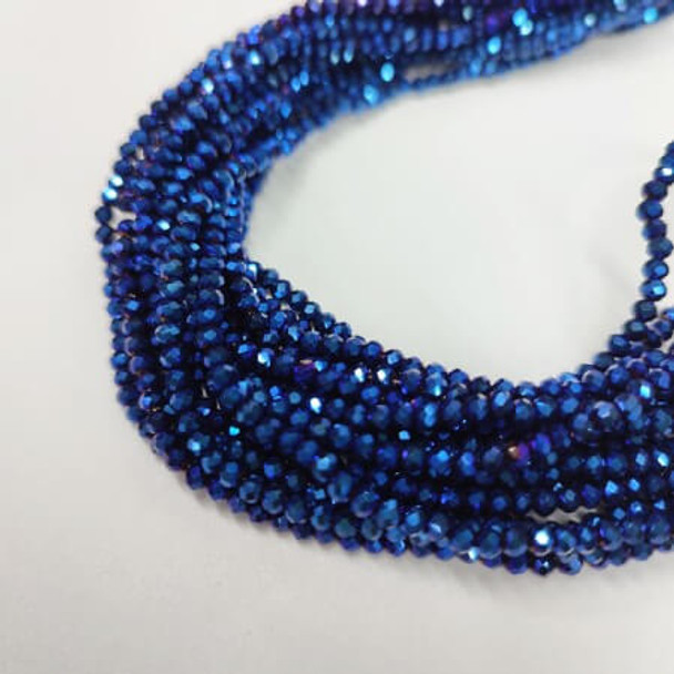 Chinese Crystal Rondelle Beads  BLUE METALLIC