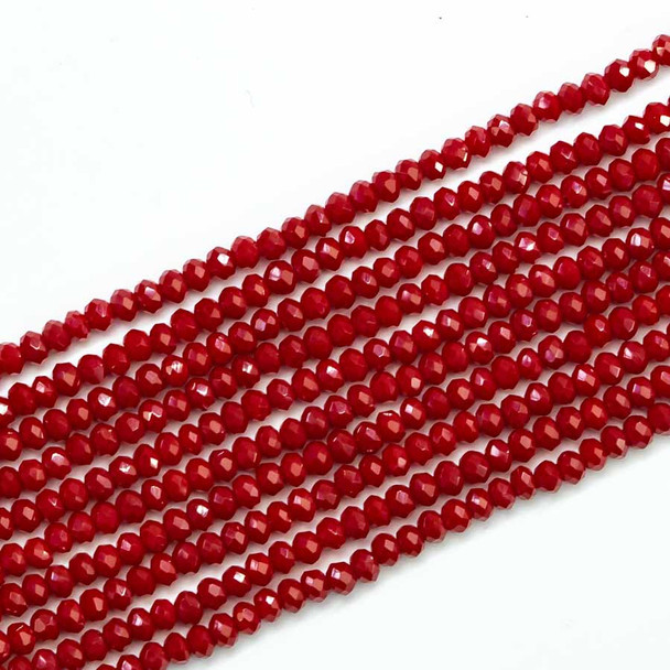 3x2mm RED AGATE Chinese Crystal Rondelle Beads
