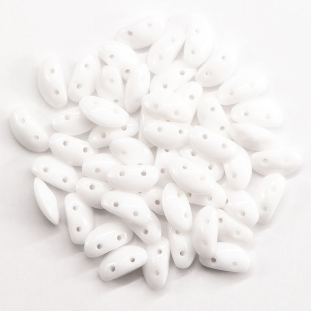 MobyDuo CHALK WHITE 3x8mm 2-Hole Czech Glass Beads