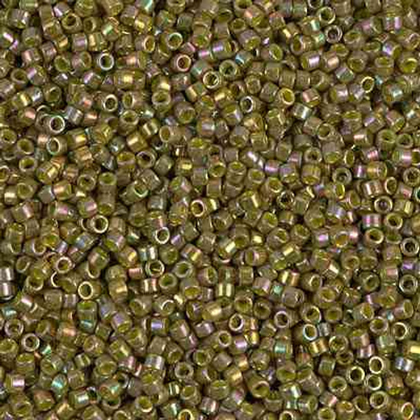 SIZE-11 #DB0133 OLIVINE OPAQUE AB GOLD LUSTER Delica Miyuki Seed Beads