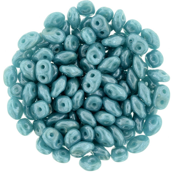 SuperDuo 2x5mm 2-Hole Czech Glass Seed Beads LUSTER DK. TURQUOISE