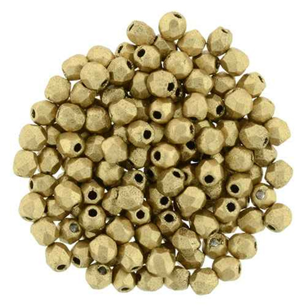 Round 3mm Firepolish Beads MATTE METALLIC FLAX Czech Glass 