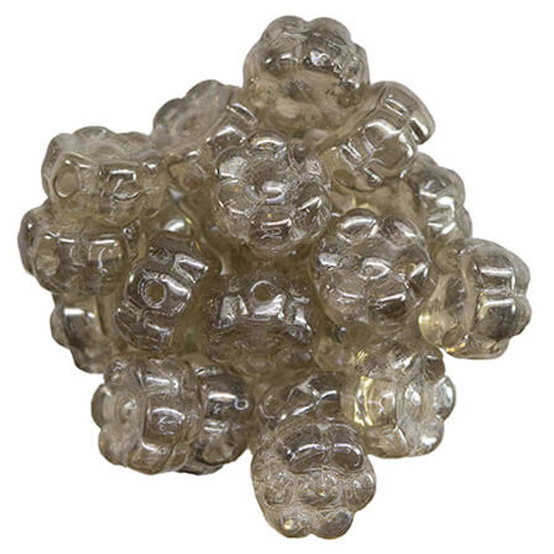 6mm BLACK DIAMOND SHIMMER Flower Shaped Czech Glass Beads 