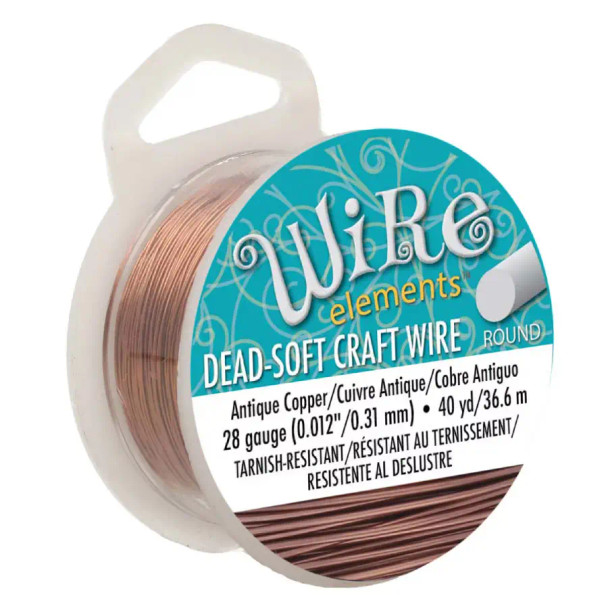 Craft Wire 28 Gauge ANTIQUE COPPER 40 Yards by BeadSmith