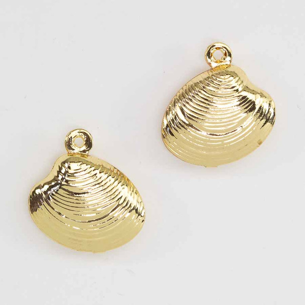 14x13.5mm Gold Plated CLAM SHELL CHARMS  back