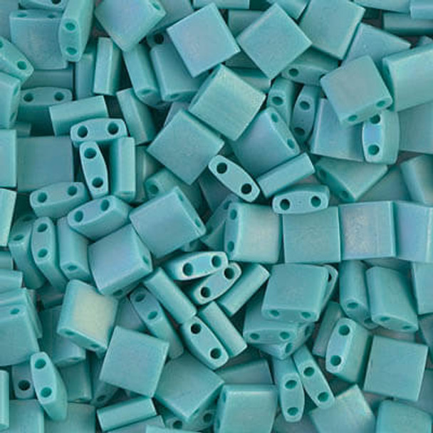 Miyuki Tila 2-Hole Square Beads MATTE OP. TURQUOISE GREEN AB