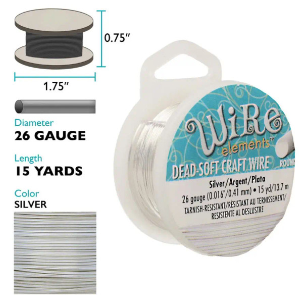 SILVER PLATED BeadSmith Craft Wire 26 Gauge
