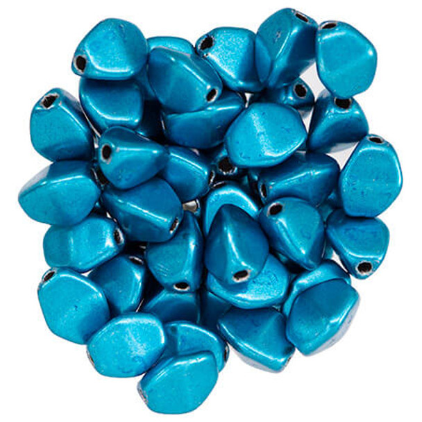 Czech Glass PINCH Beads 5x3mm SATURATED METALLIC NEBULAS BLUE