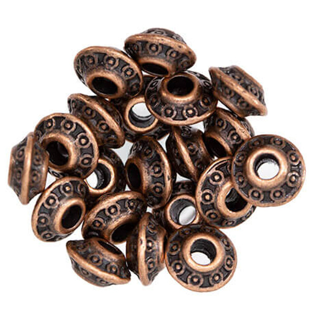 6.5mm Antiqued Copper Plated TIBETAN STYLE BICONE BEADS