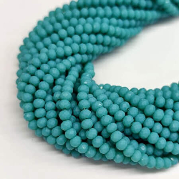 Chinese Crystal Rondelle Beads TEAL MATTE
