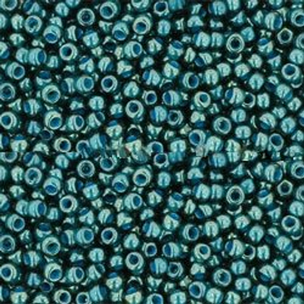 SIZE-11 #374 TR. LUSTERED EMERALD GREEN-DENIM BLUE Toho Round Seed Beads