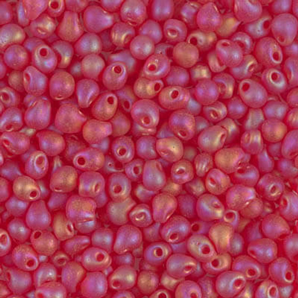 Miyuki MATTE TRANSPARENT RED ORANGE AB 3.4mm Drop Seed Beads