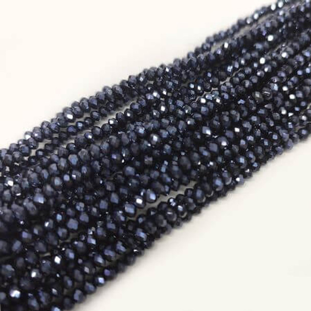 Chinese Crystal Rondelle Beads 3x2mm HEMATITE METALLIC