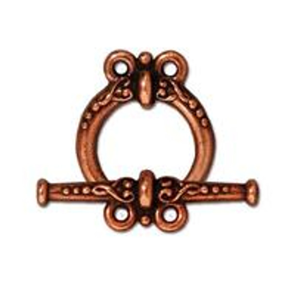 TierraCast 18mm Antiqued Copper Plated HEIRLOOM 2 LOOP TOGGLE CLASP