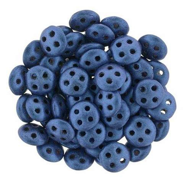 4-Hole QuadraLentil 6mm CzechMates METALLIC SUEDE BLUE