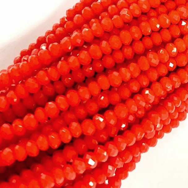 Chinese Crystal Rondelle Beads 3x2mm RED CORAL