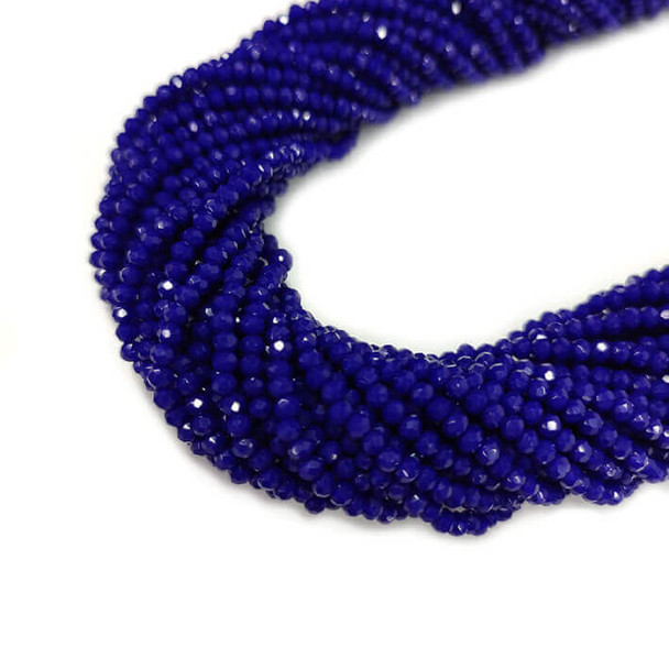 3x2mm COBALT Chinese Crystal Rondelle Beads