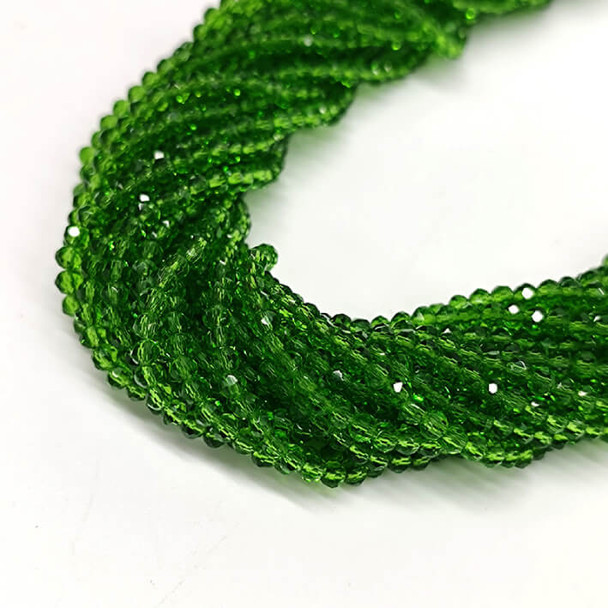 3x2mm EMERALD Chinese Crystal Rondelle Beads