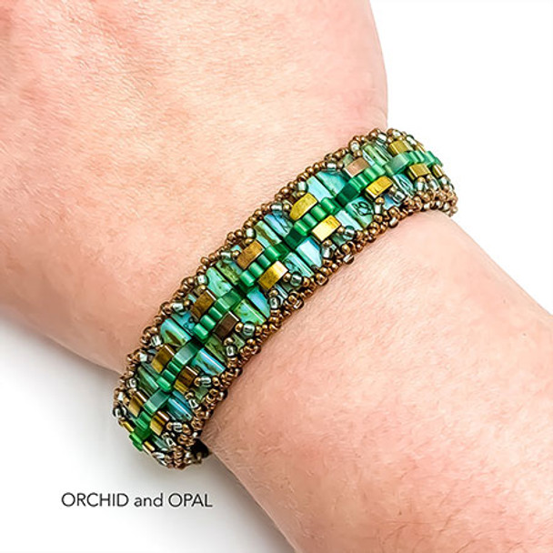 Opaque Turquoise Blue Picasso tila beads make a stunning bracelet!