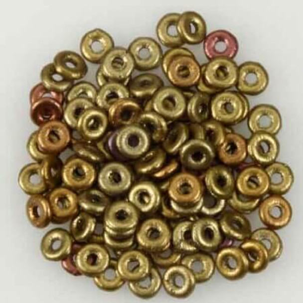 Czech Glass O Beads 1x4mm ANCIENT GOLD