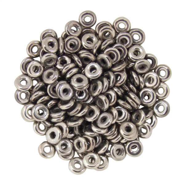 Czech Glass O Beads 1x4mm JET ARGENTIC FULL