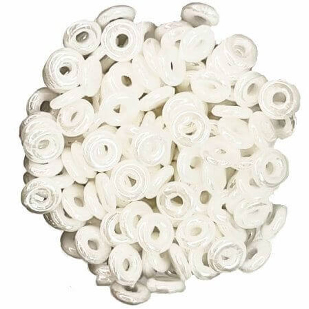 Czech Glass O Beads 1x4mm CHALK WHITE SHIMMER