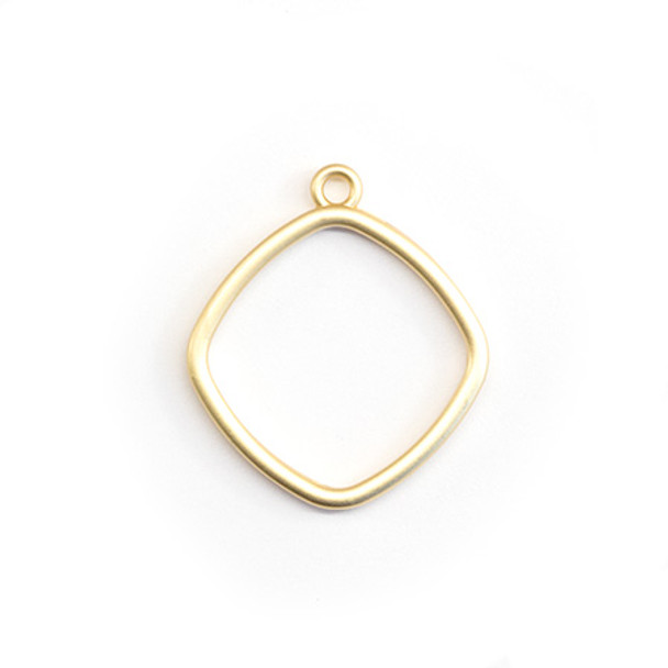 22x20mm MATTE GOLD PLATED Rounded Square Bezel Frame w/Loop earrings fringe