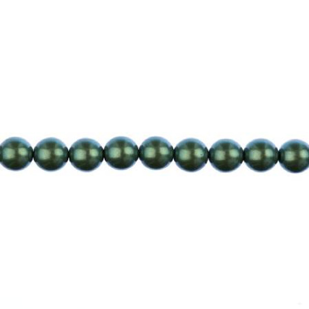 Czech Glass Pearls Round IRIDESCENT GREEN