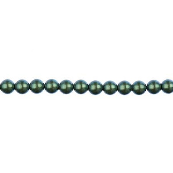 Czech Glass Pearls Round IRIDESCENT GREEN