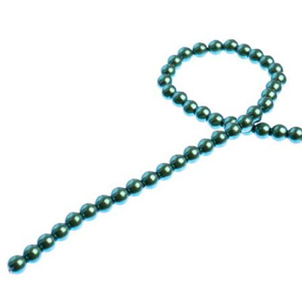 Czech Glass Pearls 4mm Round IRIDESCENT GREEN