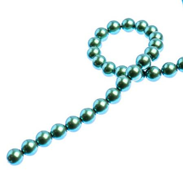 Czech Glass Pearls 6mm Round IRIDESCENT GREEN