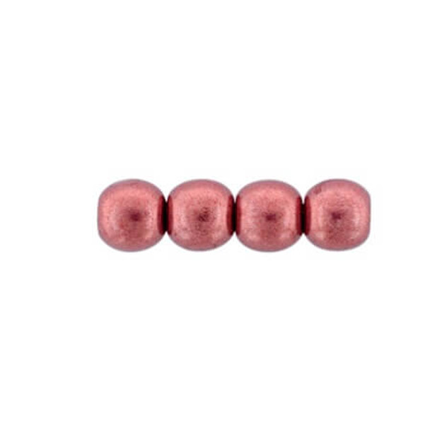 Czech Glass DRUK Beads 4mm Round SATURATED METALLIC VALIANT POPPY