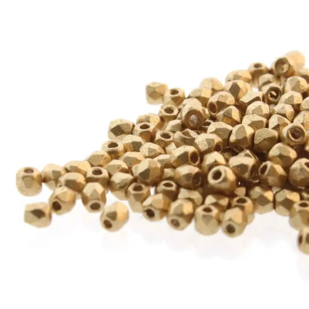PALE BRONZE GOLD TRUE 2mm Firepolish Czech Glass Beads