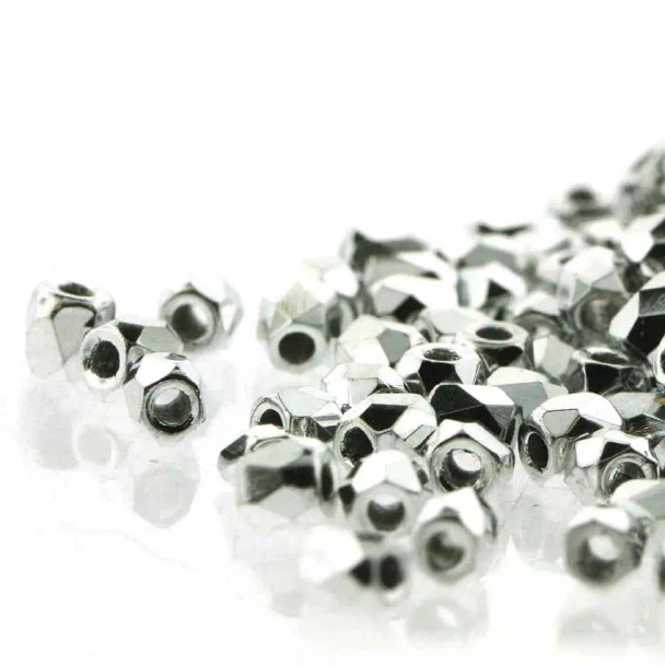 TRUE 2mm Firepolish Czech Glass Beads CRYSTAL FULL LABRADOR