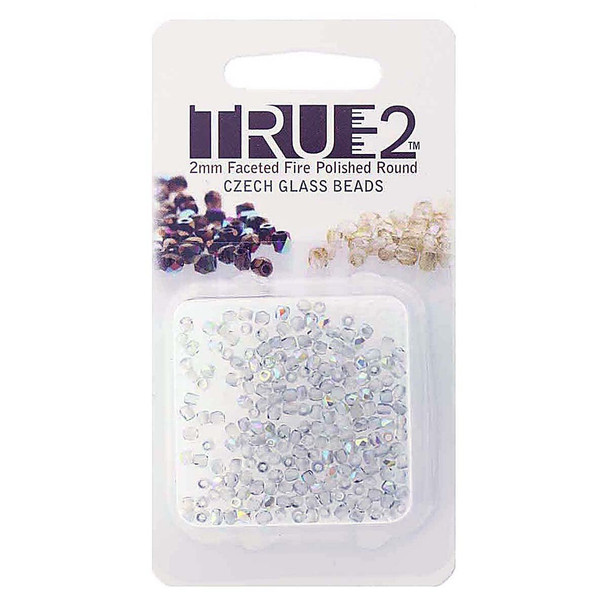 TRUE 2mm Firepolish Czech Glass Beads CRYSTAL BLUE RAINBOW