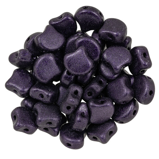 2-Hole GINKGO LEAF Czech Glass Beads  Metallic Suede - Dk Purple